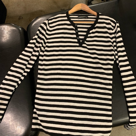 Black and white striped Club Monaco shirt - Picture 2 of 5